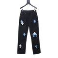 black Chrome Hearts cross-patch jeans