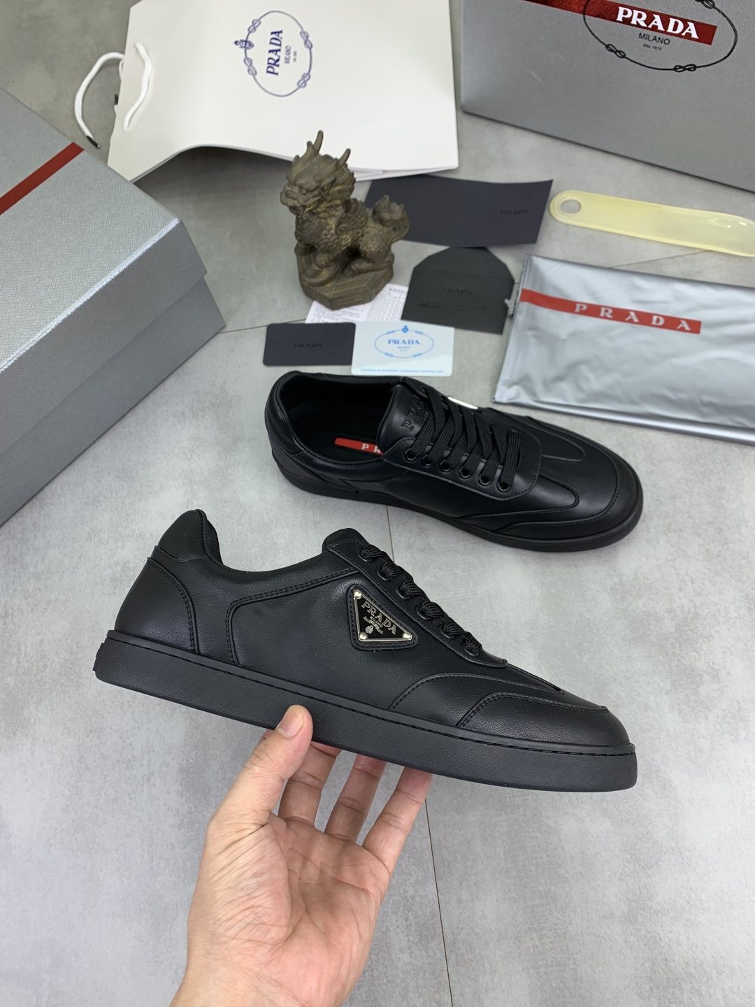 Prada Paneled Low-Top Sneakers